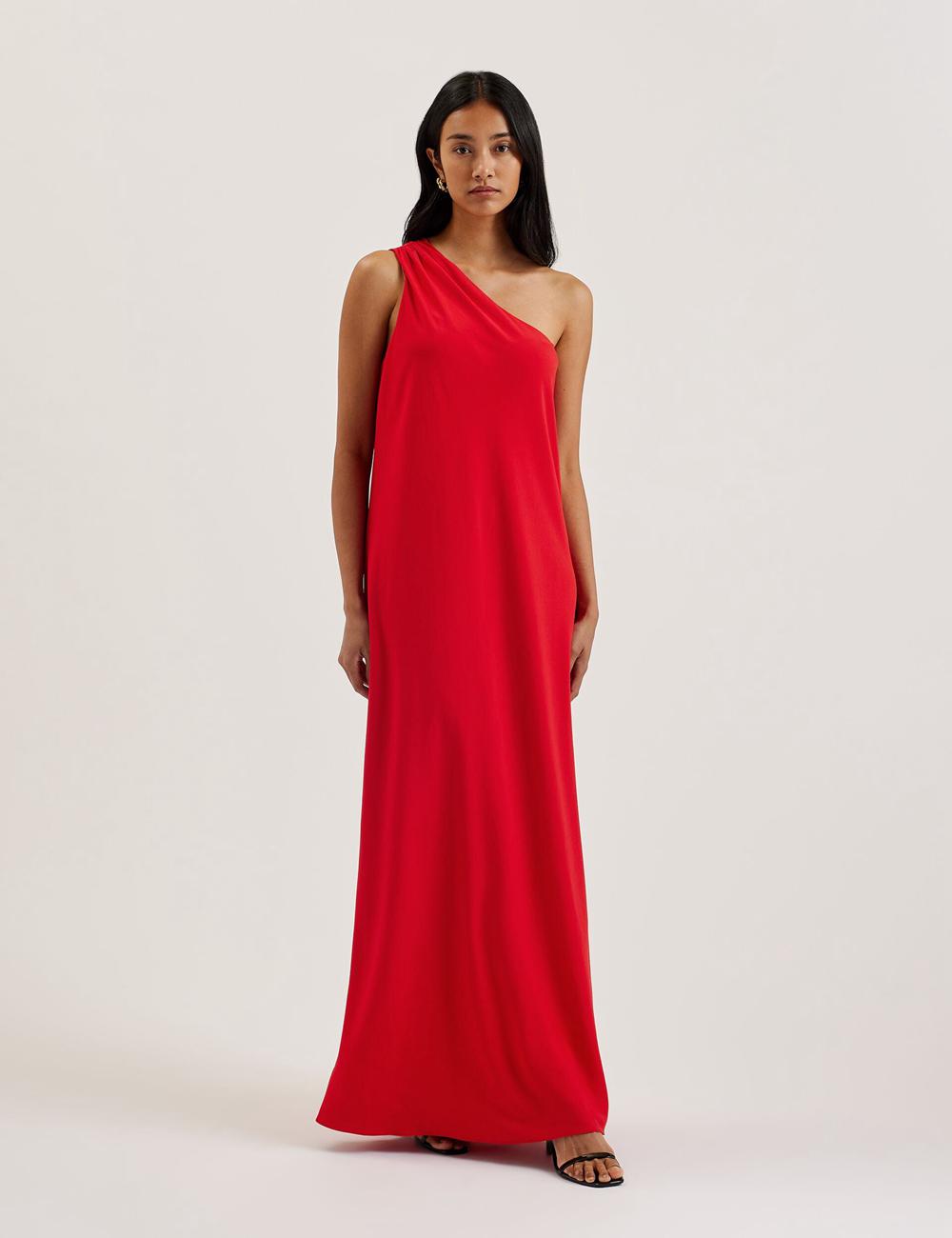 Women Ted Baker AISLI - One Shoulder Woven Maxi Dresses Red | India  KLHJ-09562