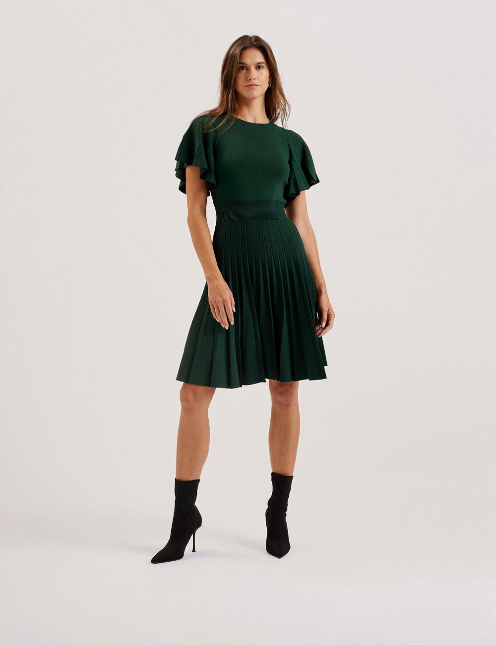 Women Ted Baker ALENHA - Knitted Angel Sleeve Mini Dresses Dk-Green | India  WVAG-20389