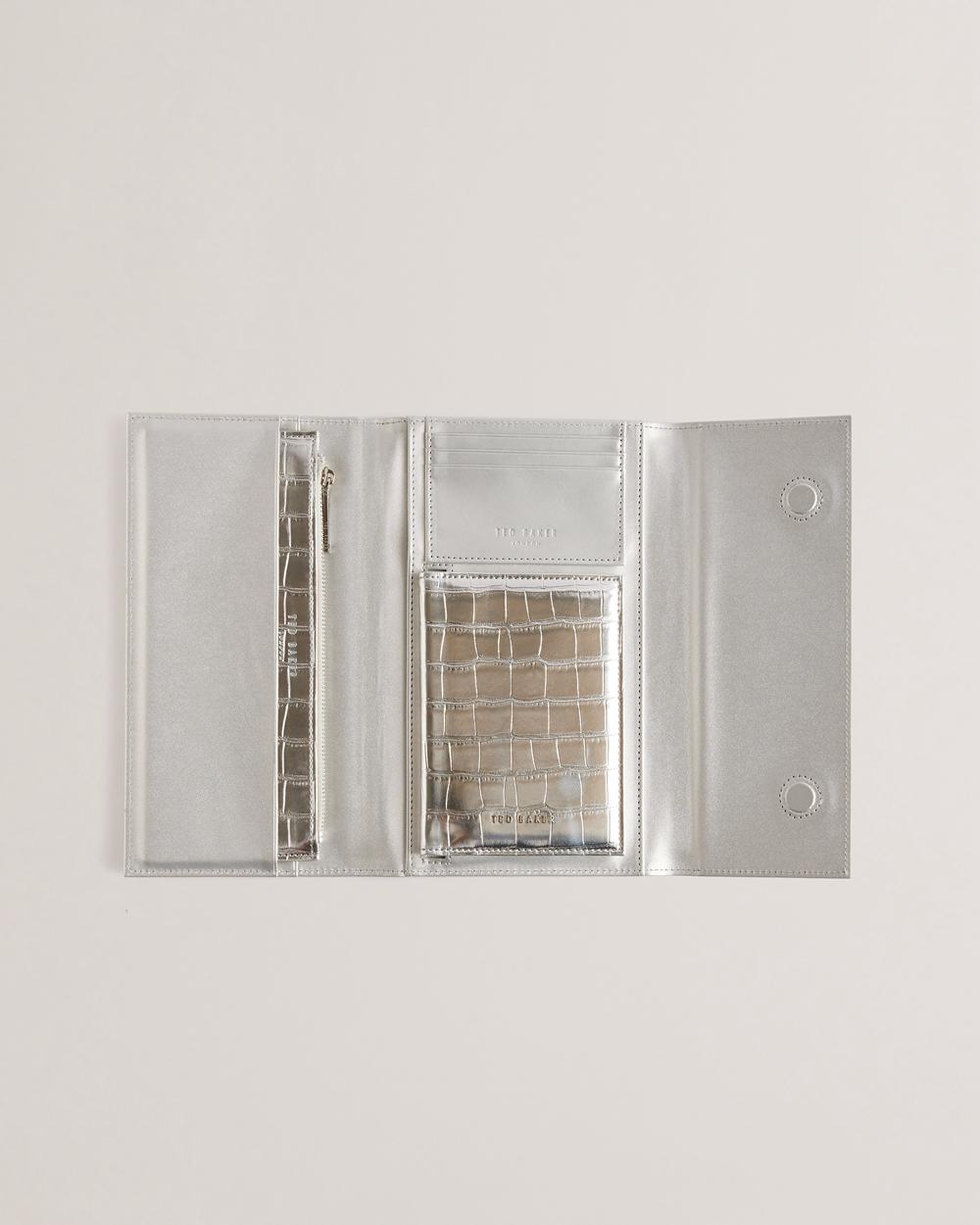 Women Ted Baker ALETHAI - Croc Effect Travel Organiser Wallets Silver | India  NDYG-21853