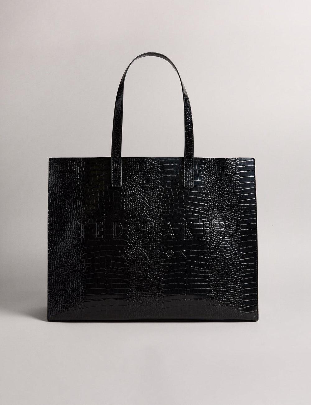 Women Ted Baker ALLICON - Wide Croc Effect Icon Tote Bags Black | India  WCLY-16348