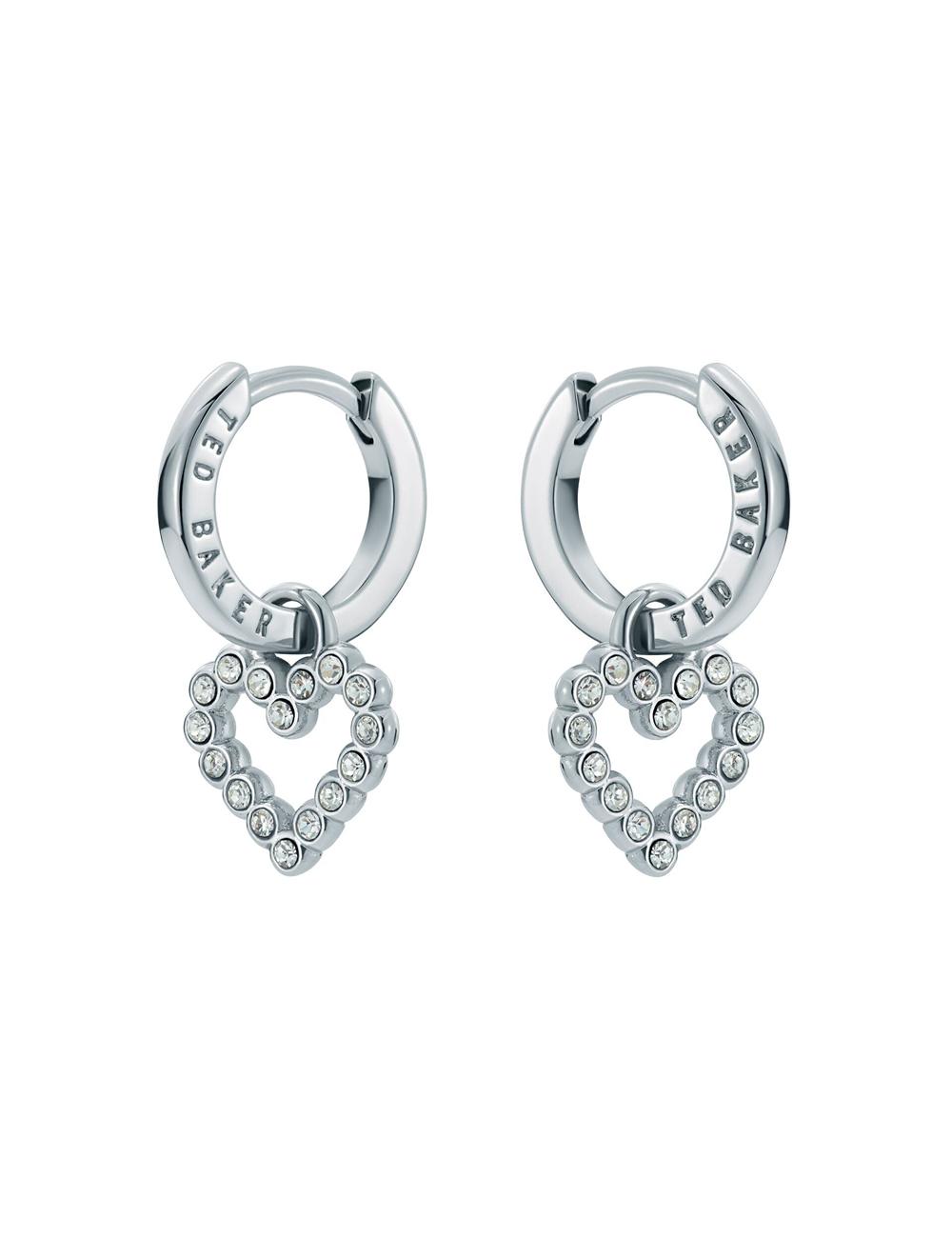 Women Ted Baker AMORA - Crystal Open Heart Huggie Earrings Silver | India  RLYN-50983