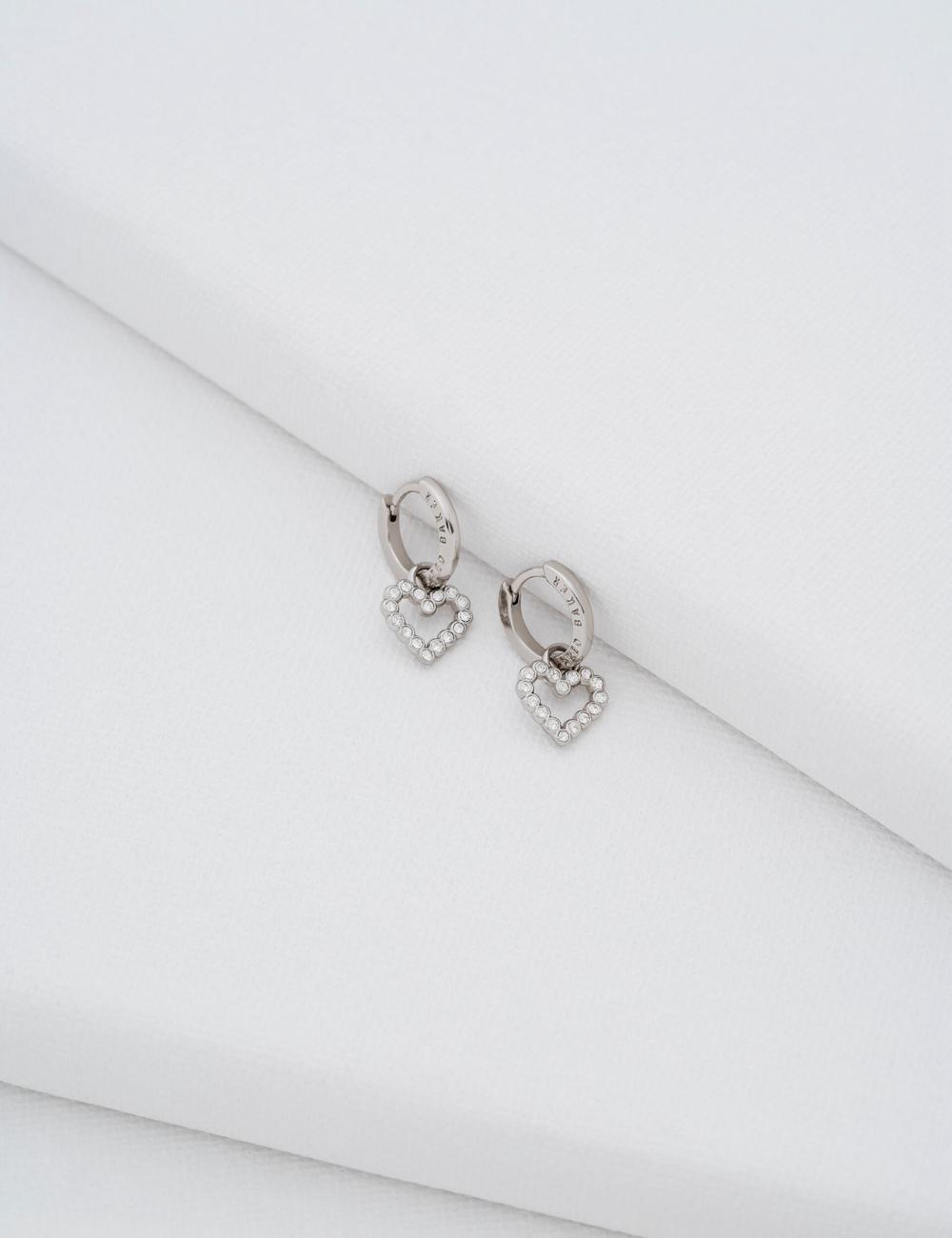Women Ted Baker AMORA - Crystal Open Heart Huggie Earrings Silver | India  RLYN-50983