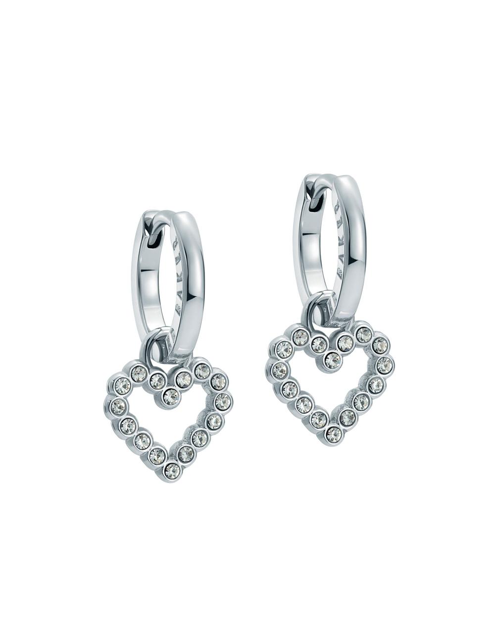 Women Ted Baker AMORA - Crystal Open Heart Huggie Earrings Silver | India  RLYN-50983