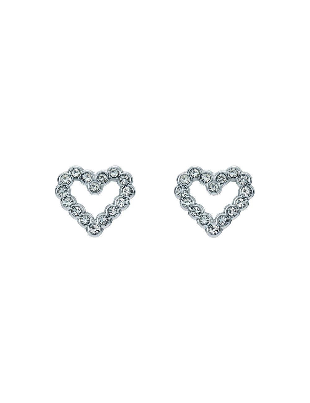 Women Ted Baker AMORINA - Crystal Open Heart Stud Earrings Silver | India  MIXV-48325