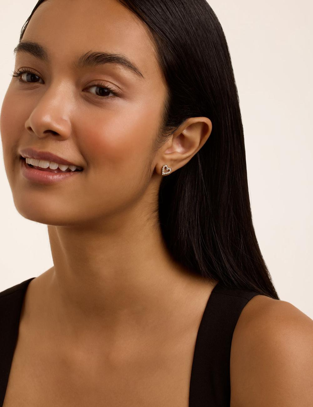 Women Ted Baker AMORINA - Crystal Open Heart Stud Earrings Silver | India  MIXV-48325