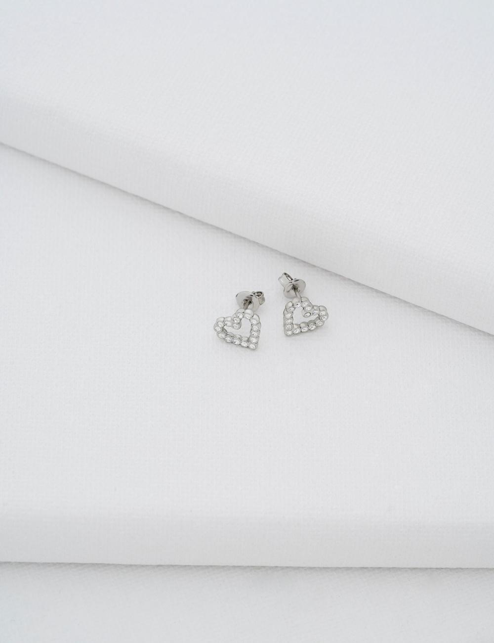 Women Ted Baker AMORINA - Crystal Open Heart Stud Earrings Silver | India  MIXV-48325