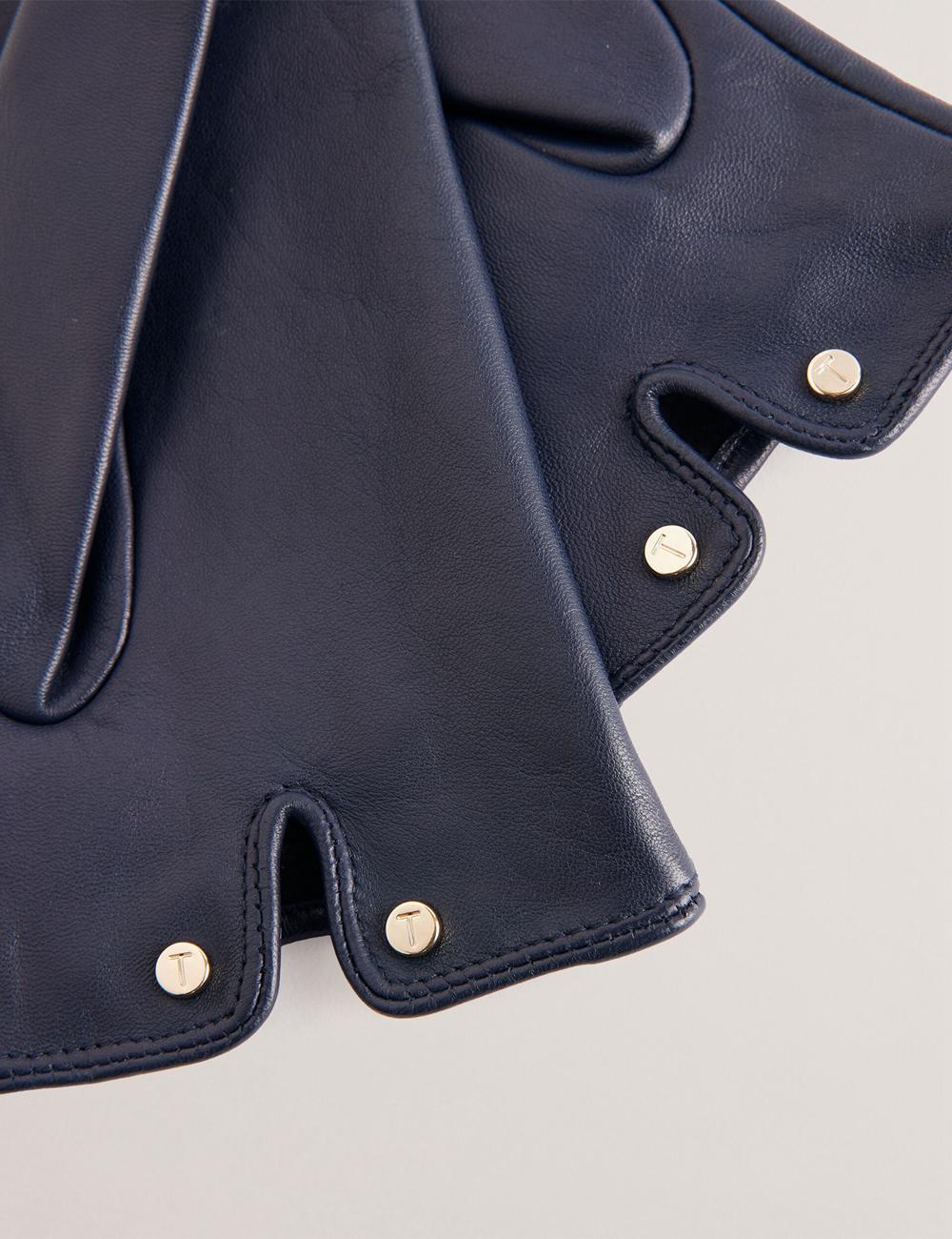 Women Ted Baker ARLEOS - Leather Split Cuff Gloves Navy | India  OZNC-94562
