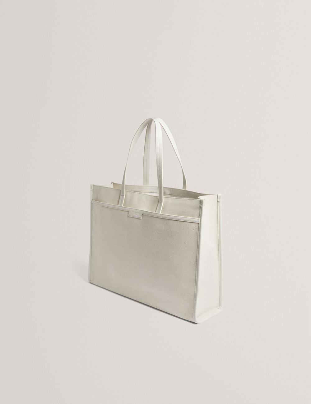 Women Ted Baker AUDOS - Rose Detail Wide Canvas Tote Bags Ecru | India  FANS-89216