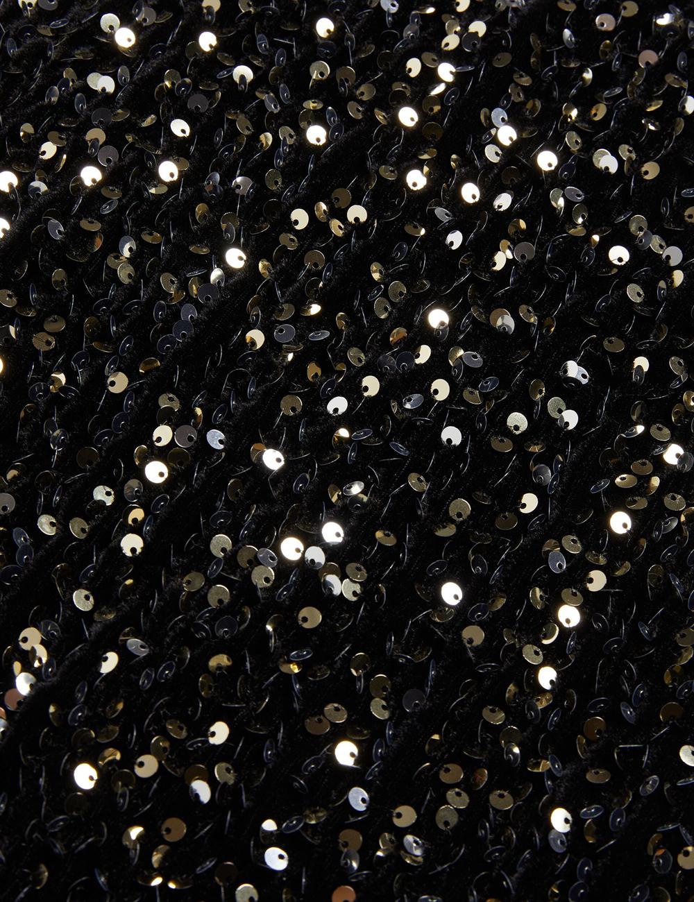 Women Ted Baker AUDRIYY - Sequin Embellished Velvet Shift Mini Dresses Black | India  MVLB-67590