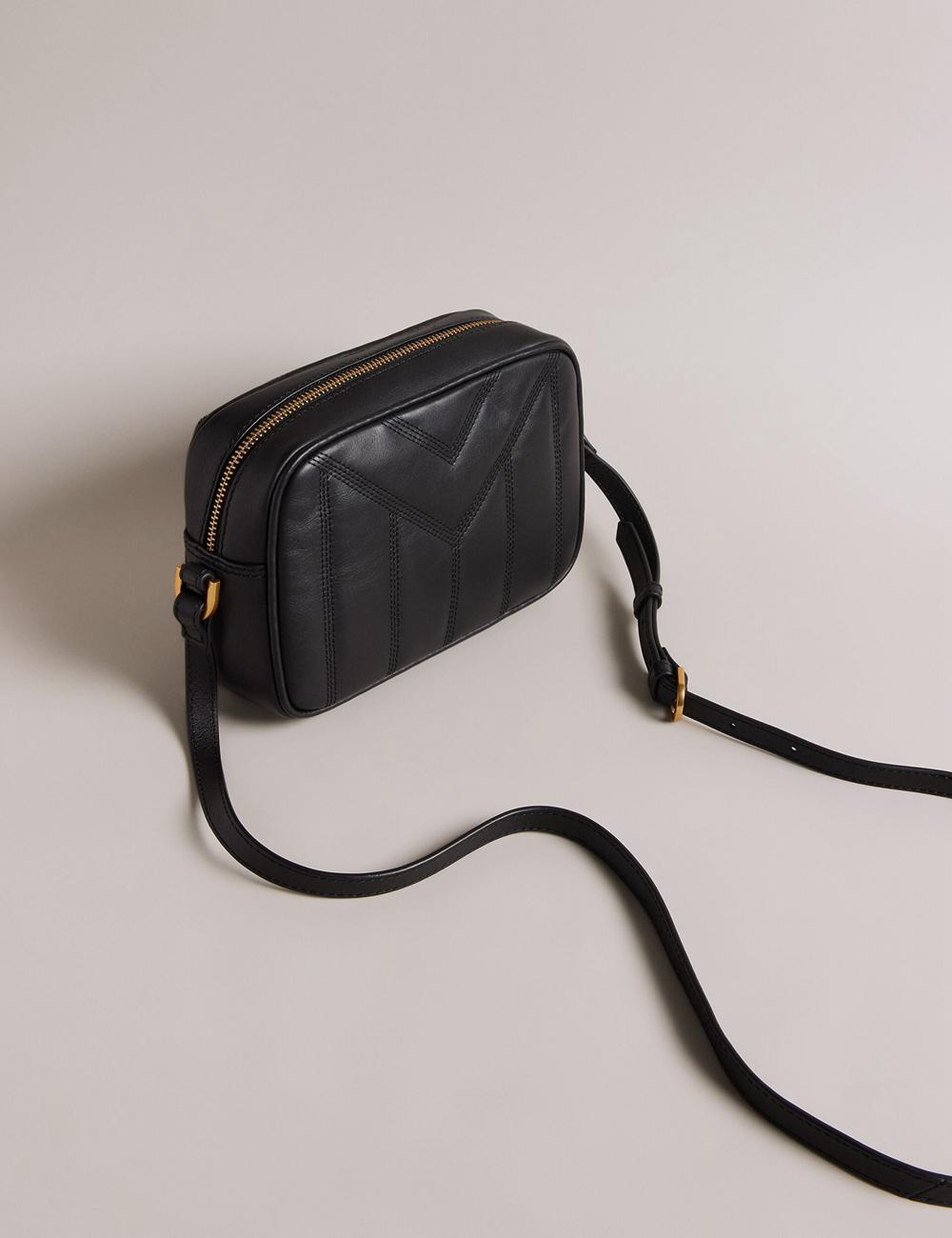 Women Ted Baker AYALILY - Quilted Leather Camera With Front Pocket Camera Bag Black | India  BMQS-46701