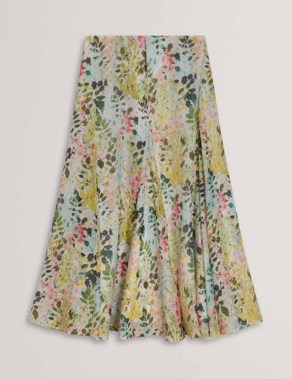 Women Ted Baker AZULLA - Floral A-Line Woven Midi Skirts Ivory | India  ZHYC-06931