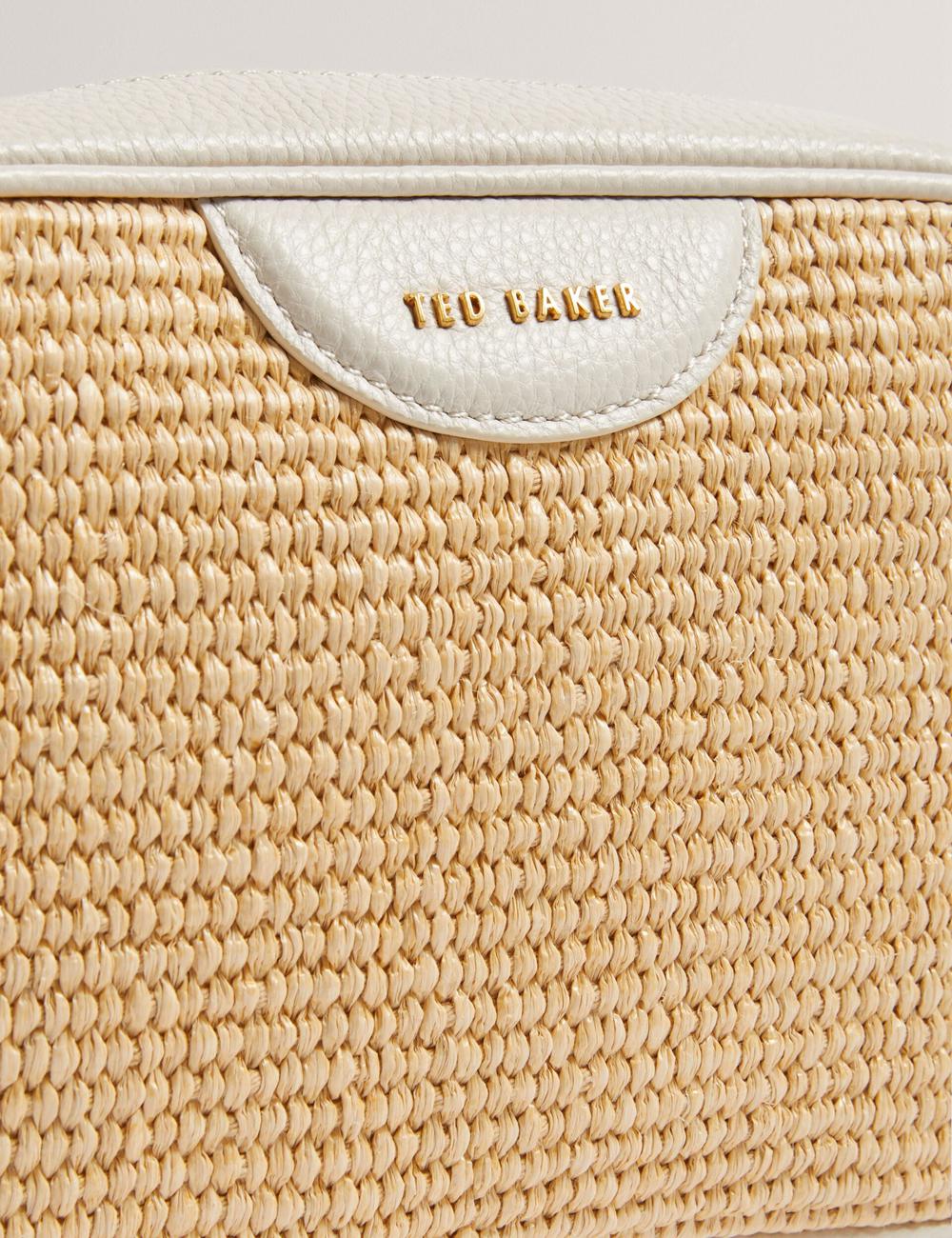 Women Ted Baker BARDAS - Faux Raffia Leather Trim Webbing Camera Camera Bag Ecru | India  NWQH-45902