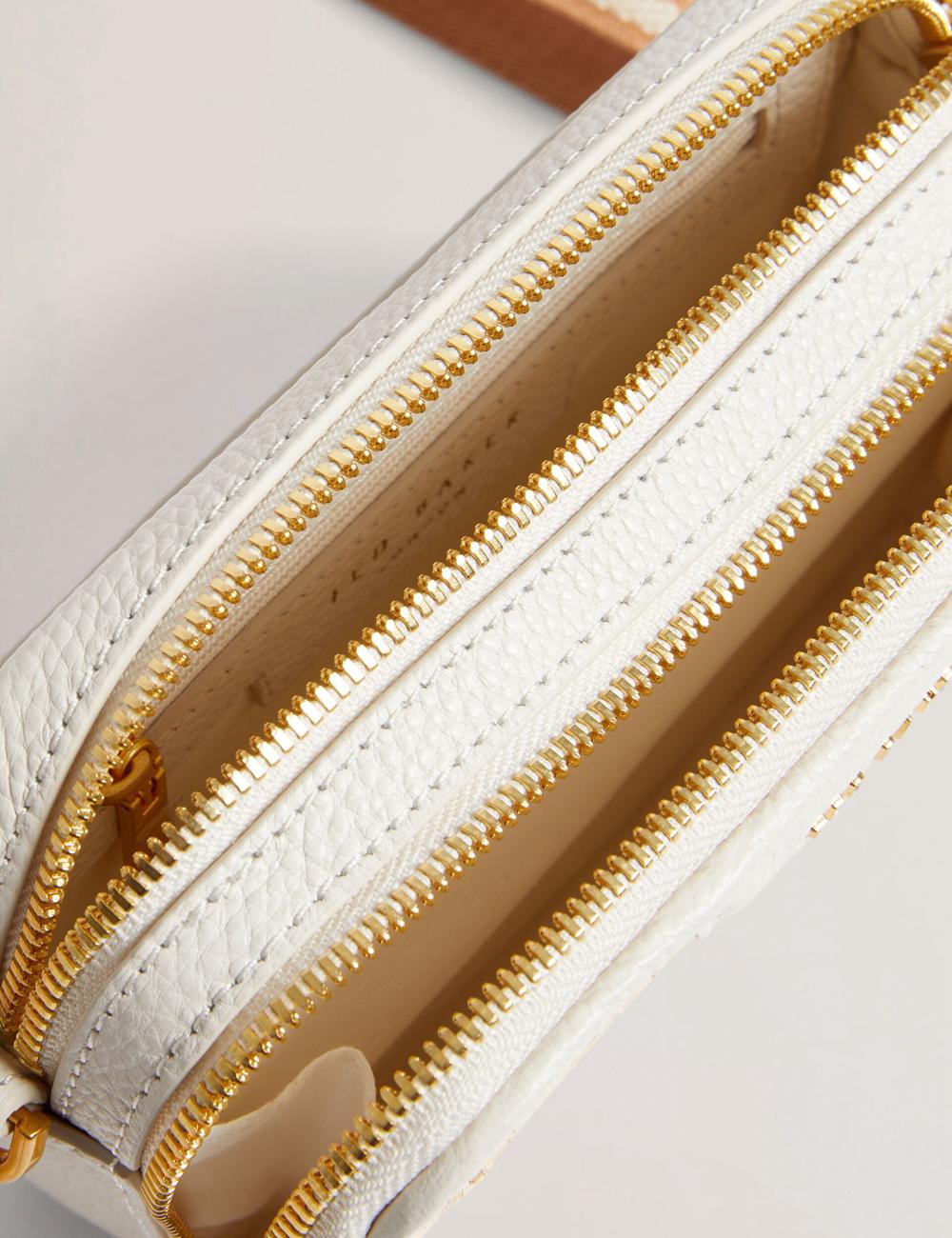 Women Ted Baker BARIA - Faux Raffia Leather Trim Mini Camera Camera Bag Ecru | India  RKSD-29047