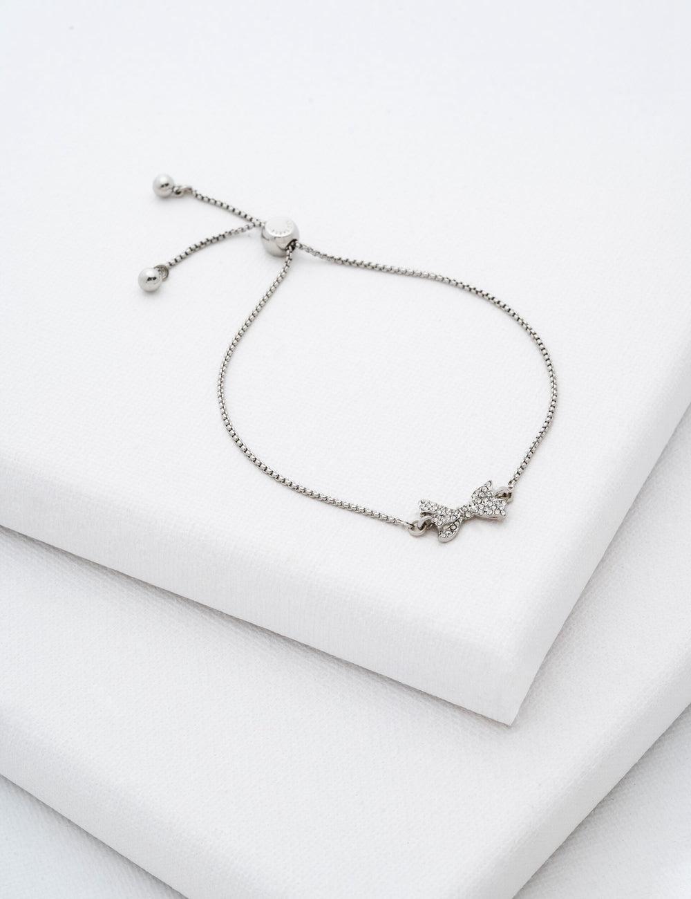 Women Ted Baker BARSET - Crystal Bow Adjustable Bracelets Silver | India  HCTR-02973