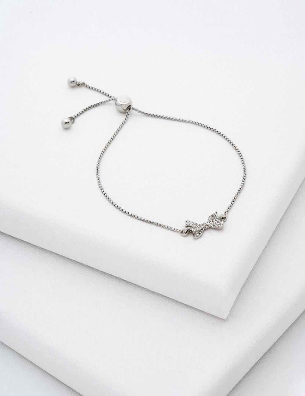 Women Ted Baker BARSET - Crystal Bow Adjustable Bracelets Silver | India  HCTR-02973