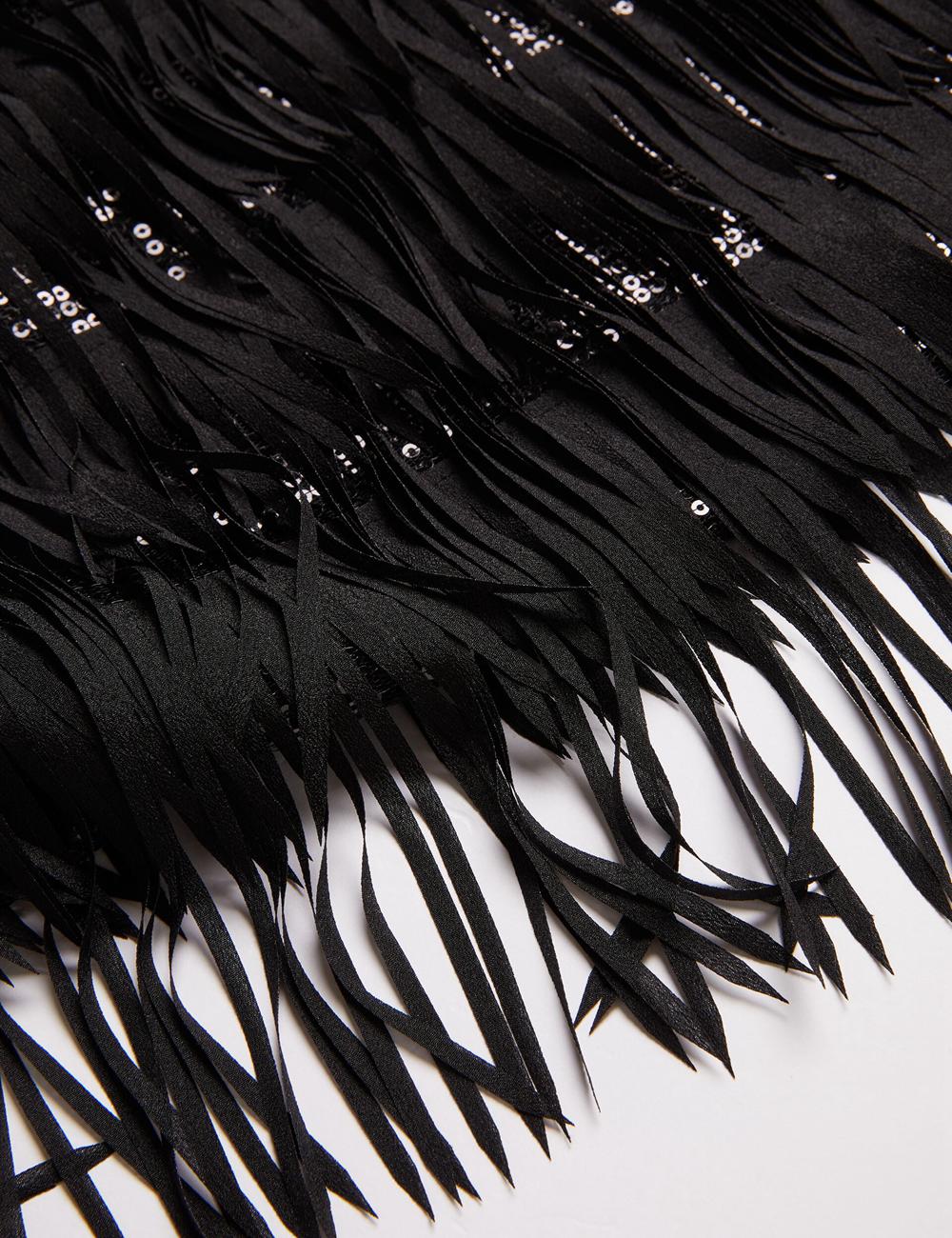 Women Ted Baker BARTIN - Fringed Sequin Halter Strap Mini Dresses Black | India  MJLW-96831