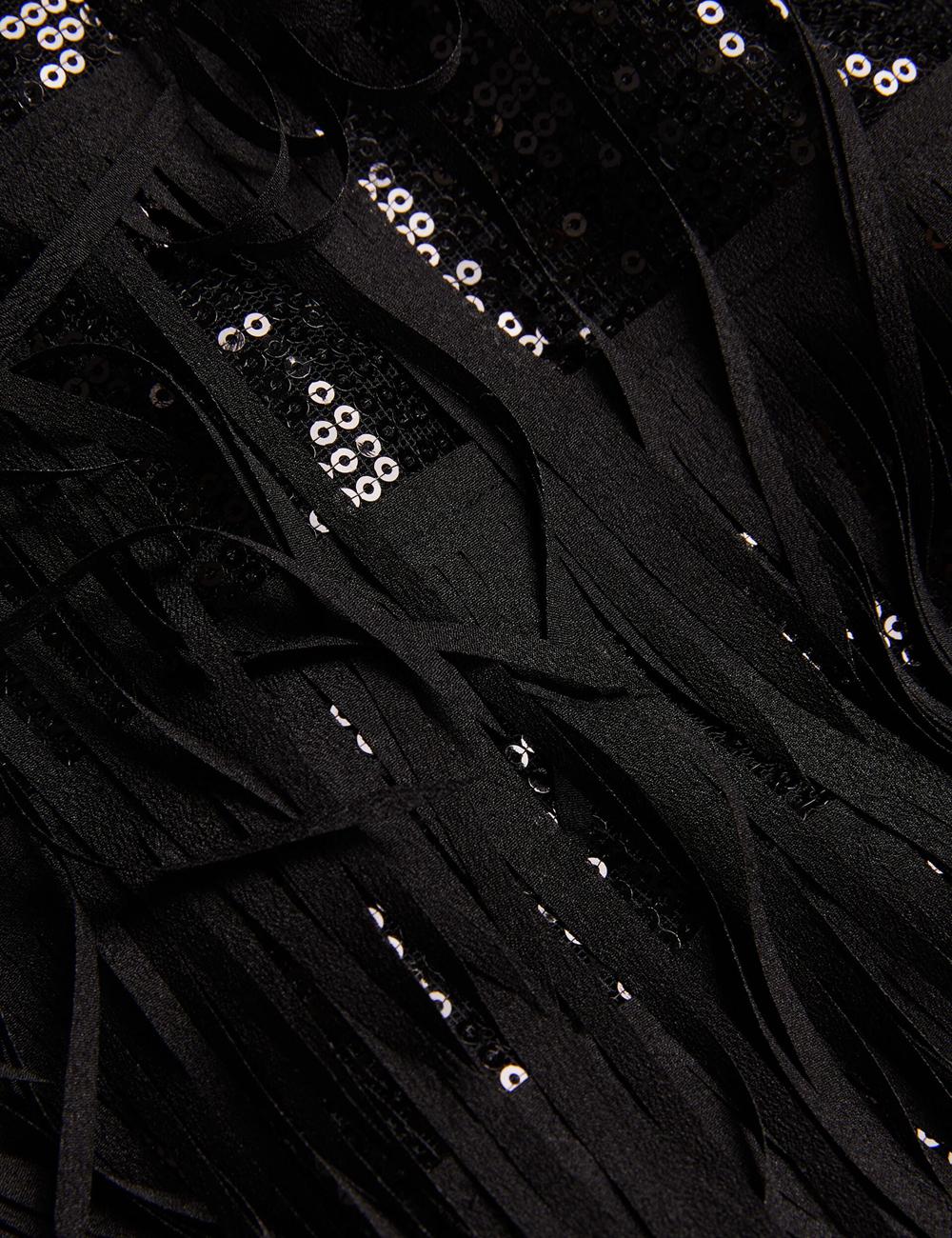 Women Ted Baker BARTIN - Fringed Sequin Halter Strap Mini Dresses Black | India  MJLW-96831