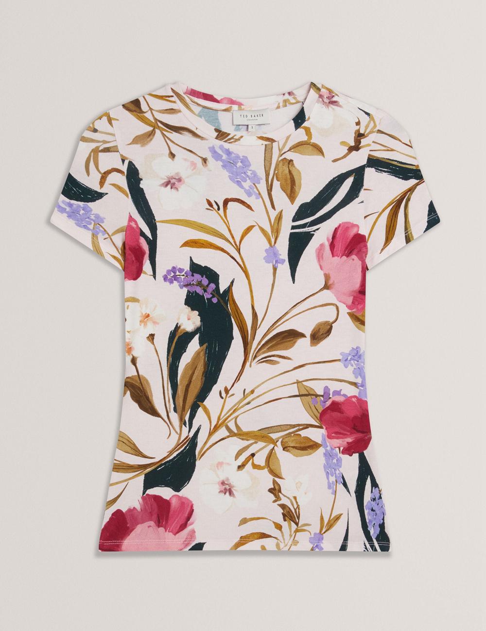 Women Ted Baker BELLIEA - Painted Floral Print Slim Fit T-Shirts Pink | India  HNLS-68437