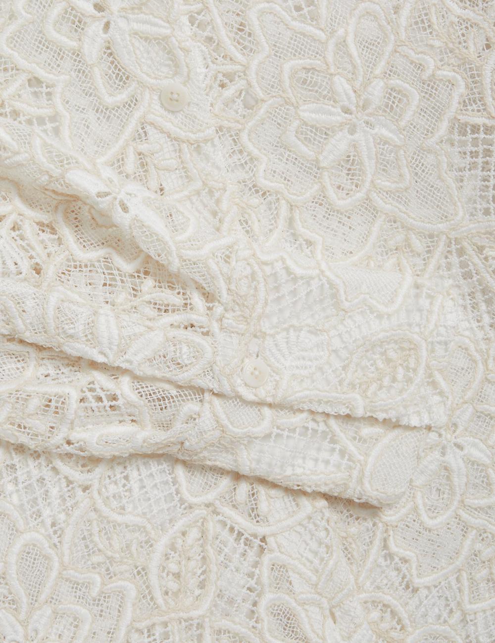 Women Ted Baker BLOND - Floral Lace Longline Cotton Shirt Tops Ivory | India  ULDR-67354