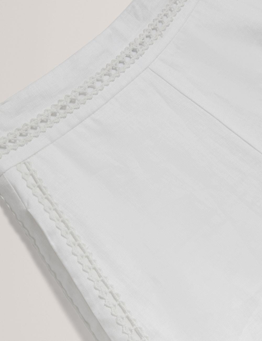 Women Ted Baker BUCCIA - Crochet Trim High Waisted Linen Shorts White | India  ZYLM-60198