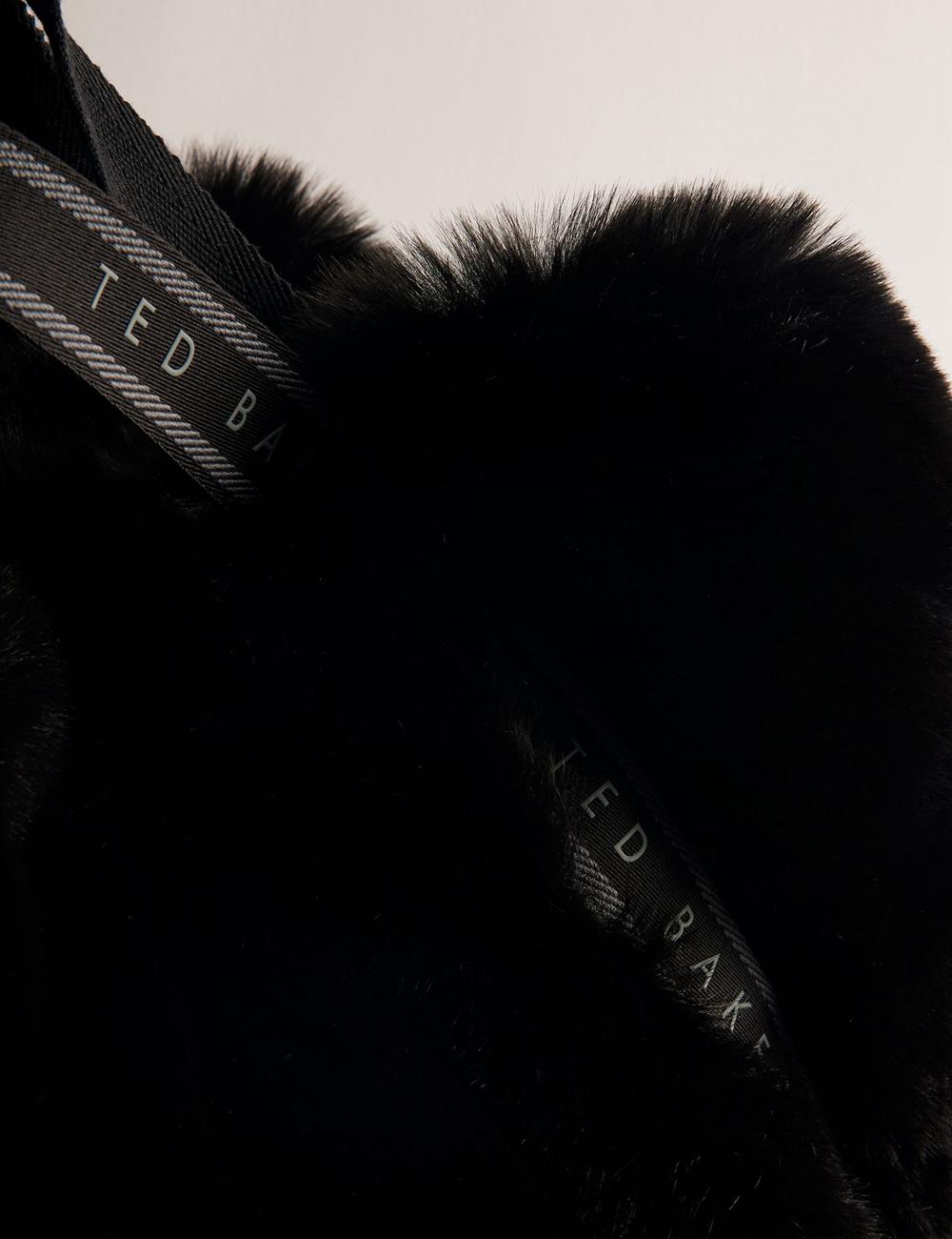Women Ted Baker CADENCE - Faux Fur Webbing Strap Shopper Shopper Bags Black | India  WTVM-24531