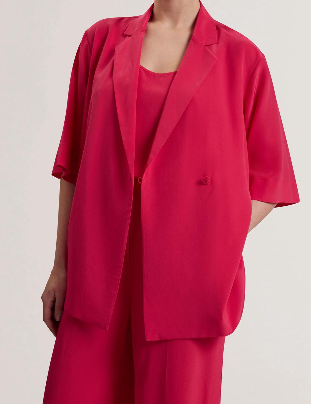 Women Ted Baker CARLOE - Silk Short Sleeve Blazers Fuchsia | India  UXGW-50683