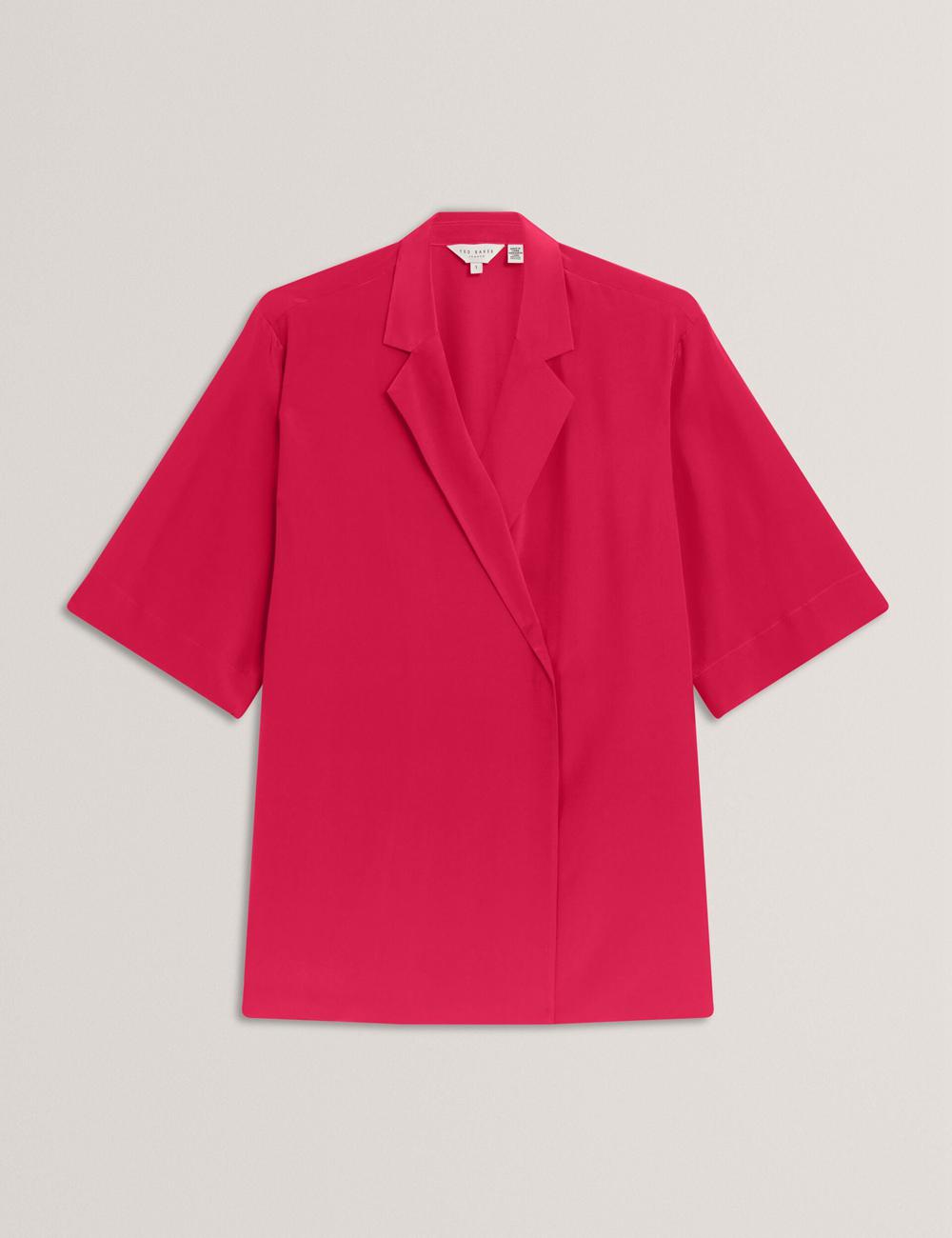 Women Ted Baker CARLOE - Silk Short Sleeve Blazers Fuchsia | India  UXGW-50683