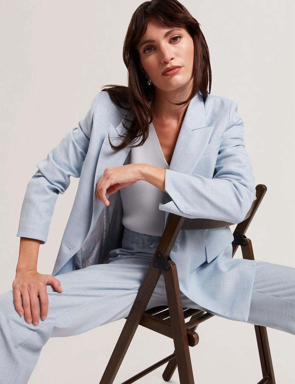 Women Ted Baker CARNI - Relaxed Tailored Single Breasted Blazers Blue | India  YHKB-27165