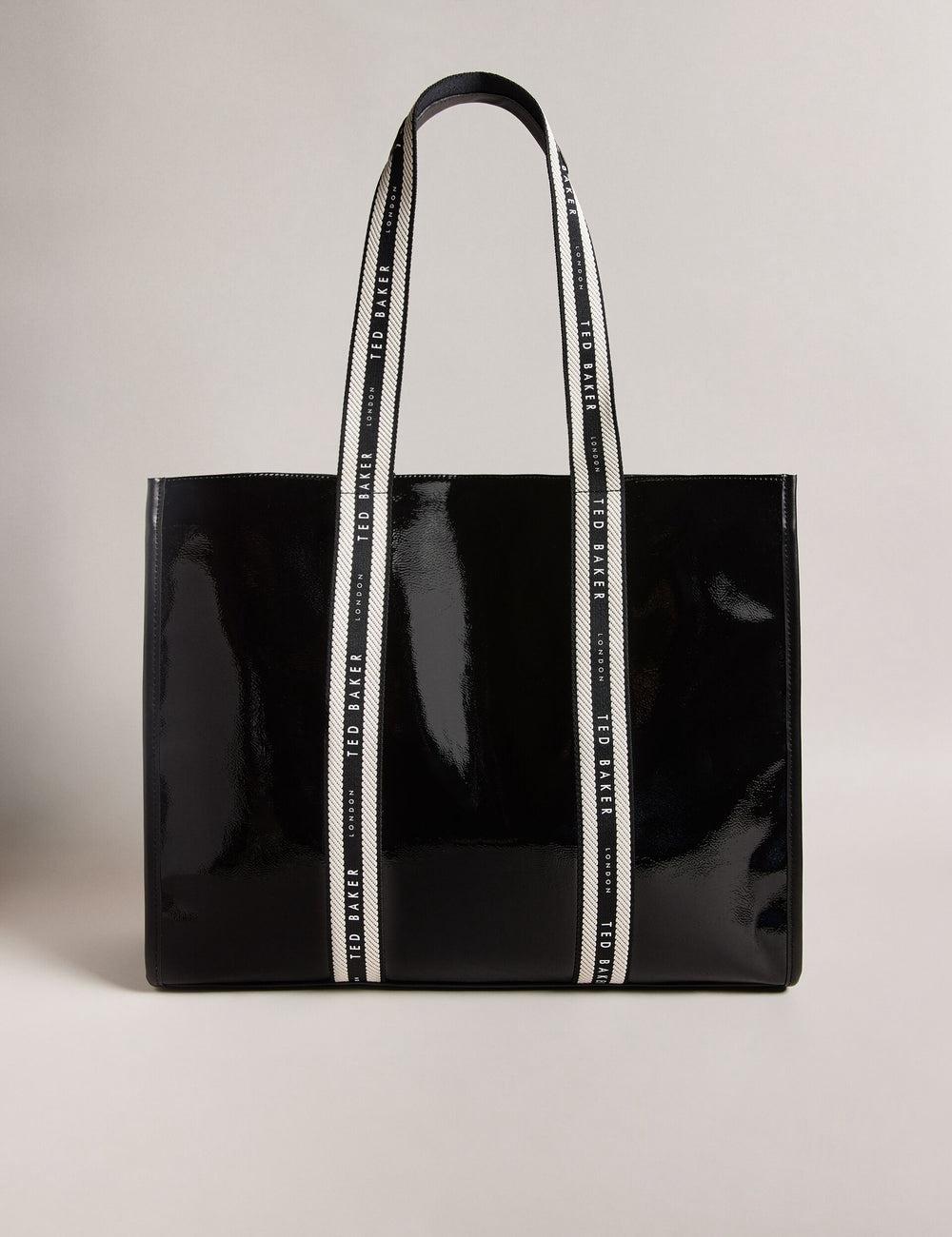 Women Ted Baker CELINIE - Branded Webbing Faux Leather Tote Bags Black | India  CTOX-75031