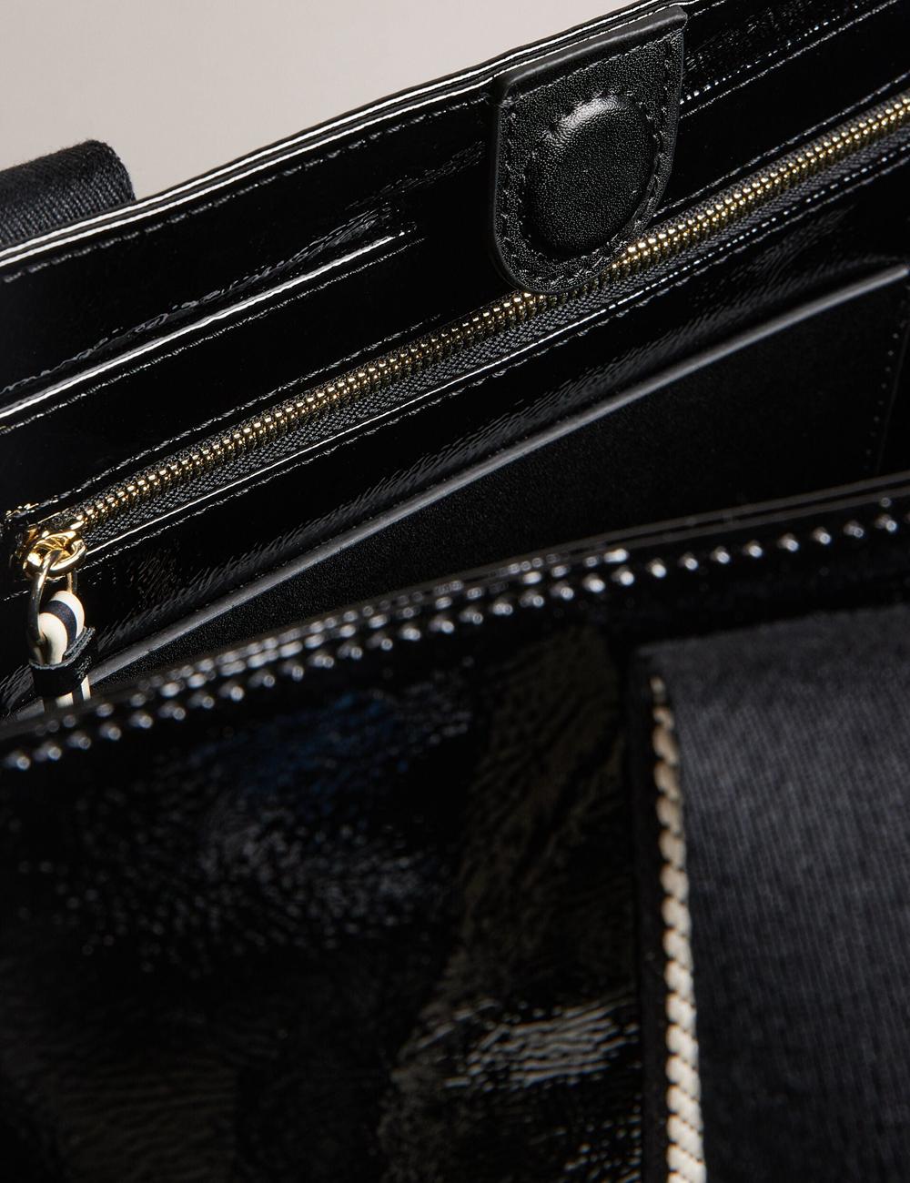 Women Ted Baker CELINIE - Branded Webbing Faux Leather Tote Bags Black | India  CTOX-75031