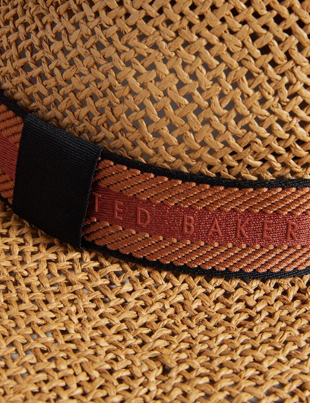 Women Ted Baker CLAIRIE - Straw Webbing Trim Fedora Hats Ecru | India  SZVE-37514