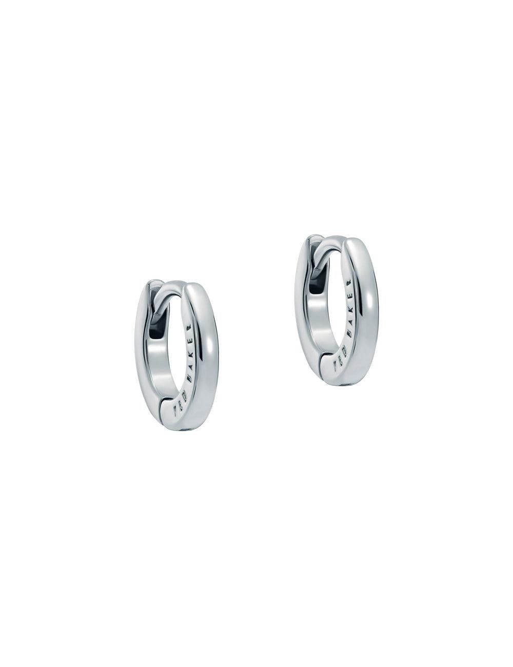 Women Ted Baker CRISETE - Engraved Logo Huggie Hoop Earrings Silver | India  OVUN-40325