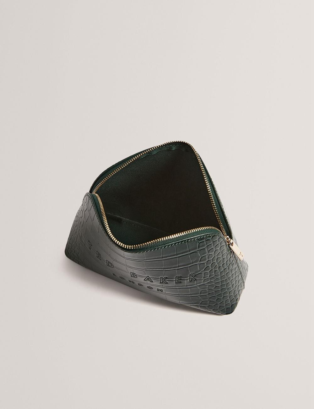 Women Ted Baker CROCALA - Croc Effect Faux Leather Make-Up Bags Mid-Green | India  PZNL-60815