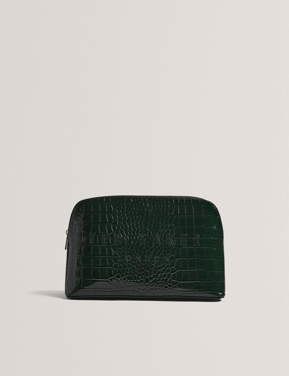 Women Ted Baker CROCANA - Croc Texture Faux Leather Wash Bags Mid-Green | India  JCOR-37491