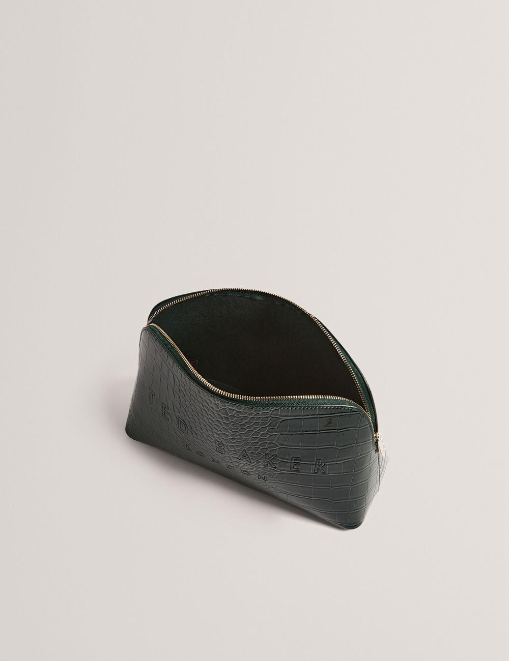 Women Ted Baker CROCANA - Croc Texture Faux Leather Wash Bags Mid-Green | India  JCOR-37491