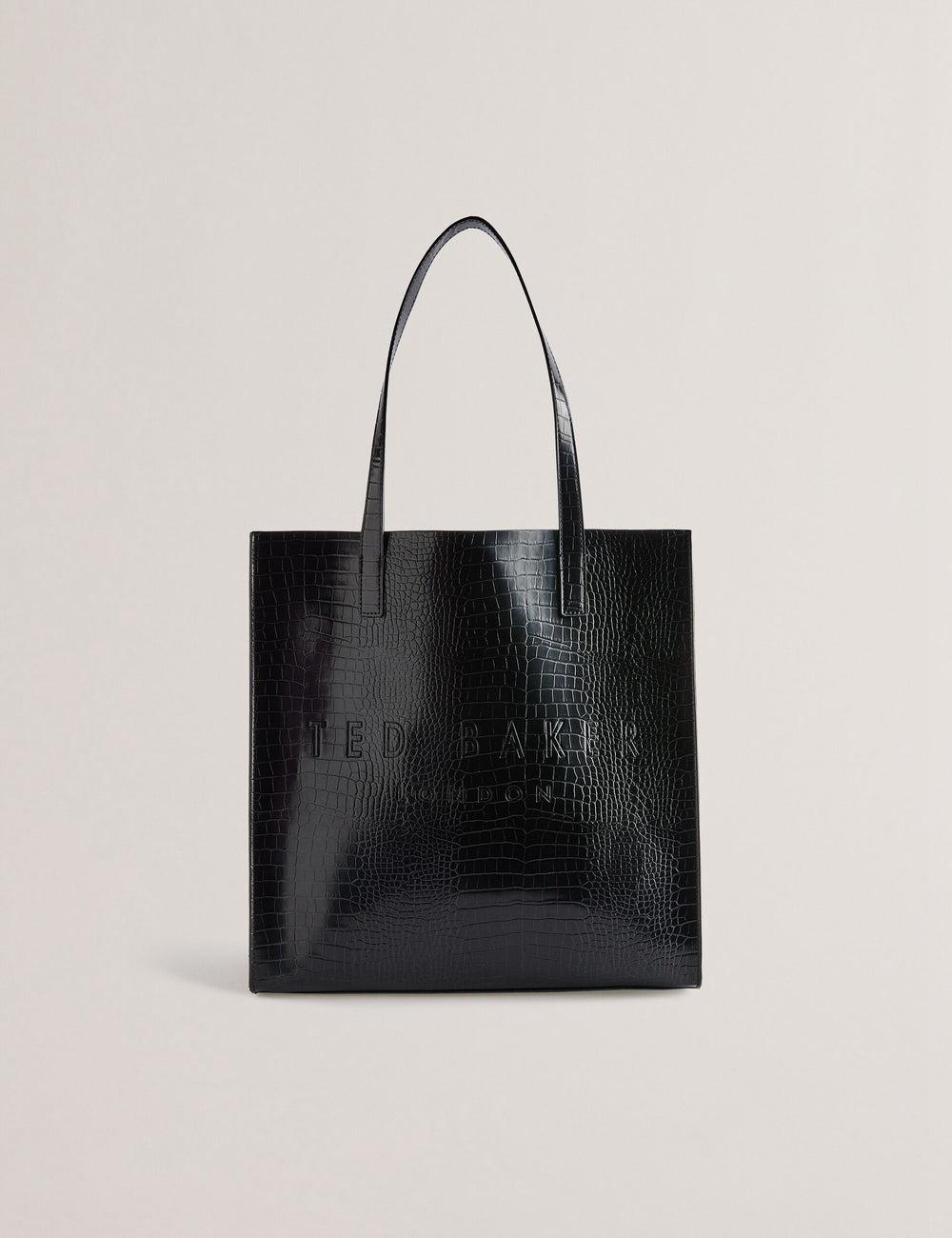 Women Ted Baker CROCCON - Large Croc Texture Icon Tote Bags Black | India  YUGW-62397