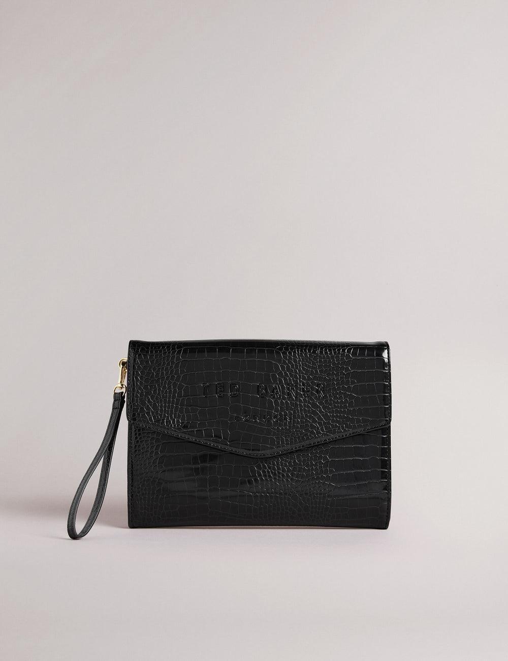 Women Ted Baker CROCEY - Croc Effect PU Envelope Clutch Clutch Bags Black | India  MWQL-68043