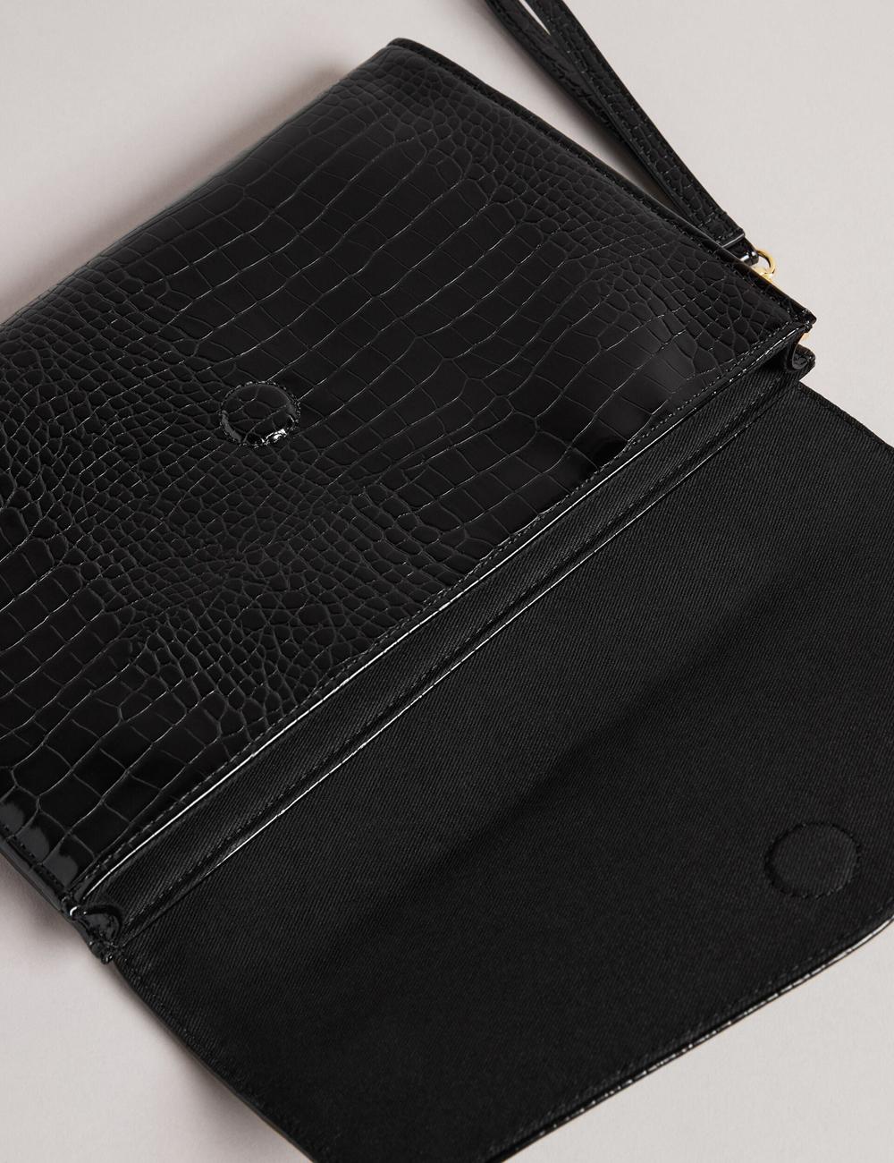 Women Ted Baker CROCEY - Croc Effect PU Envelope Clutch Clutch Bags Black | India  MWQL-68043