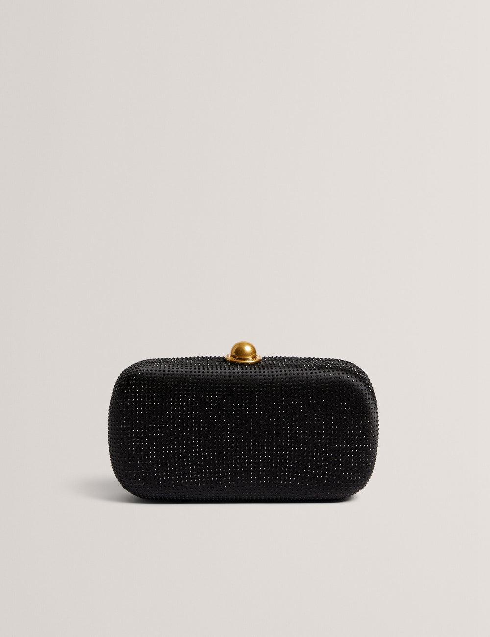 Women Ted Baker CRYZELA - Crystal Embellished Satin Hard Clutch Bag Black | India  MLSR-35149