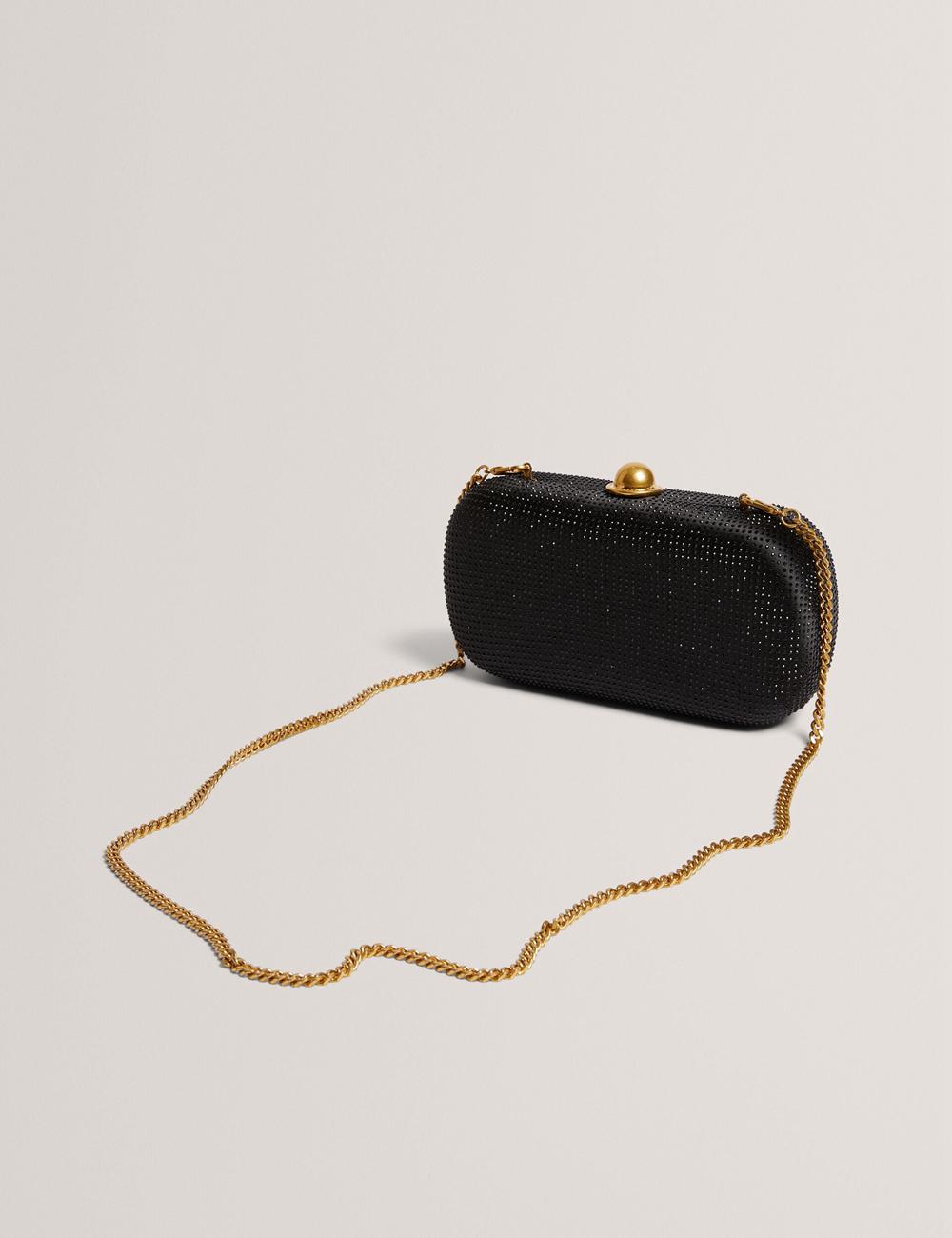 Women Ted Baker CRYZELA - Crystal Embellished Satin Hard Clutch Bag Black | India  MLSR-35149