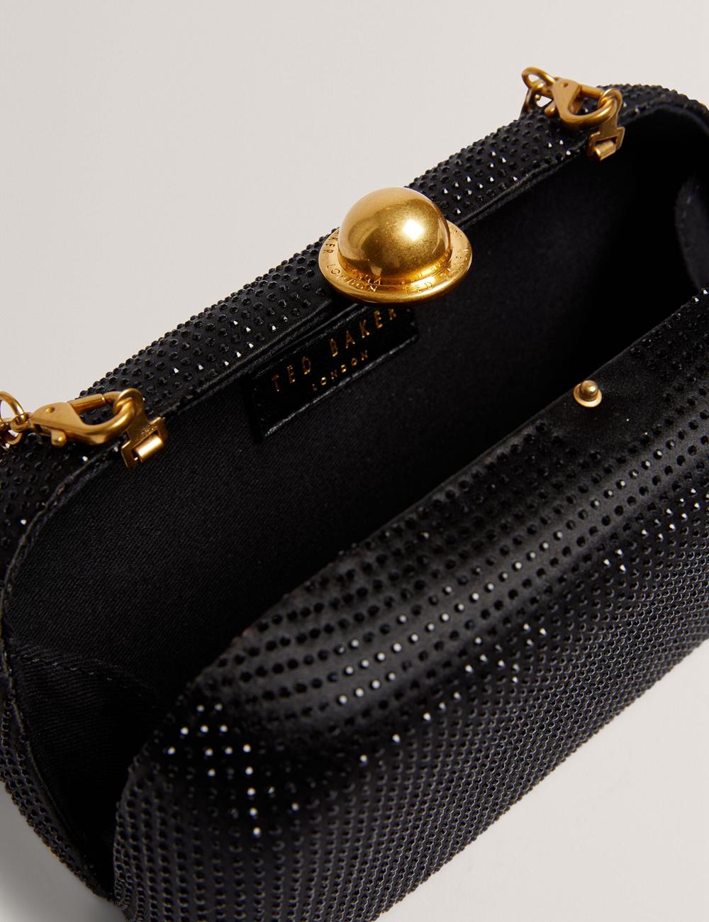 Women Ted Baker CRYZELA - Crystal Embellished Satin Hard Clutch Bag Black | India  MLSR-35149