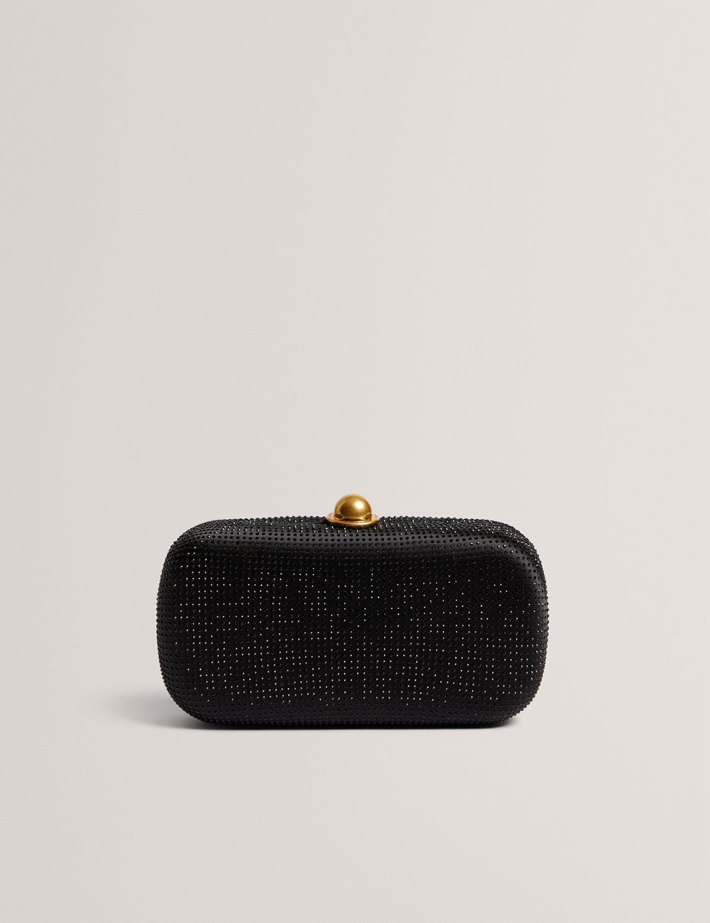 Women Ted Baker CRYZELA - Crystal Embellished Satin Hard Clutch Bag Black | India  MLSR-35149