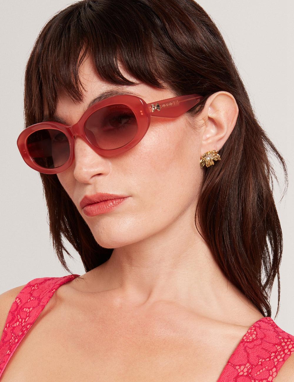 Women Ted Baker DAISIE - Chunky Oval Bow Detail Sunglasses Rose Pink | India  TFGR-13697