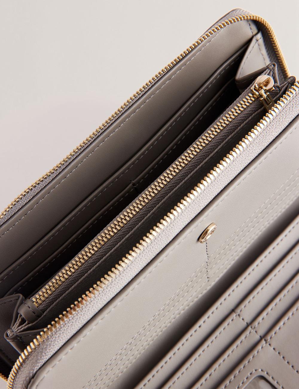 Women Ted Baker DALIEA - Large Textured Leather Zip Around Purses Mid-Grey | India  IAQS-71602