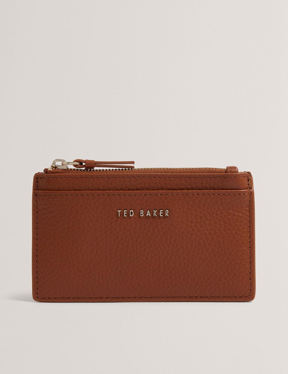 Women Ted Baker DELFIE - Textured Leather Zipped Card Holder Cardholders Brown | India  EHWM-15023