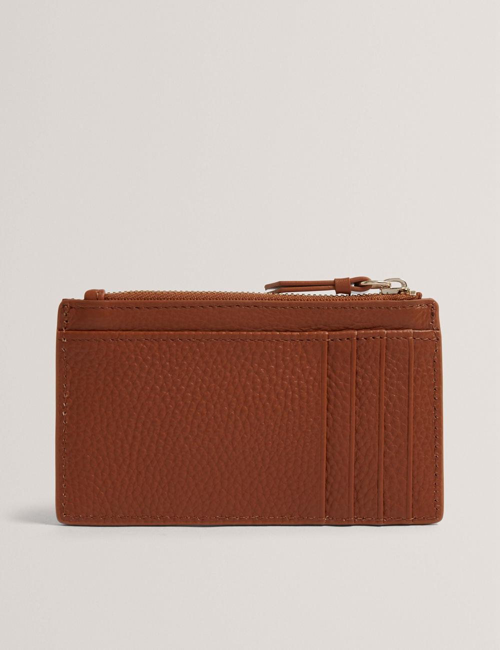 Women Ted Baker DELFIE - Textured Leather Zipped Card Holder Cardholders Brown | India  EHWM-15023