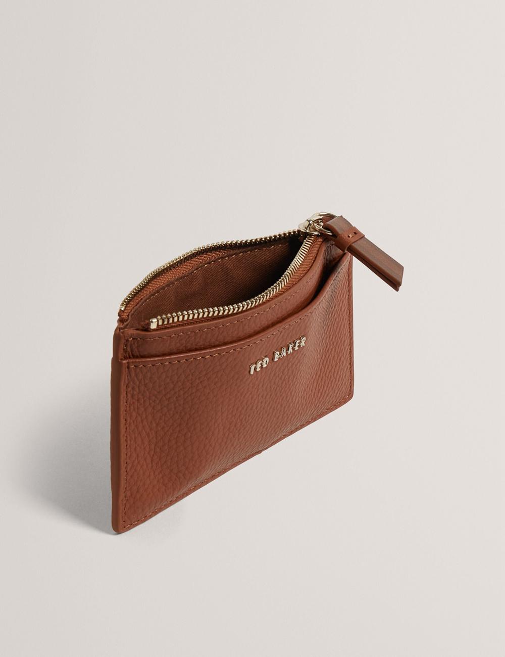 Women Ted Baker DELFIE - Textured Leather Zipped Card Holder Cardholders Brown | India  EHWM-15023