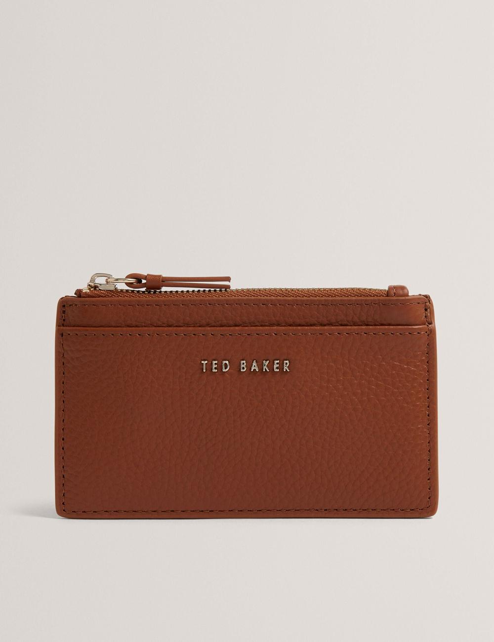 Women Ted Baker DELFIE - Textured Leather Zipped Card Holder Cardholders Brown | India  EHWM-15023