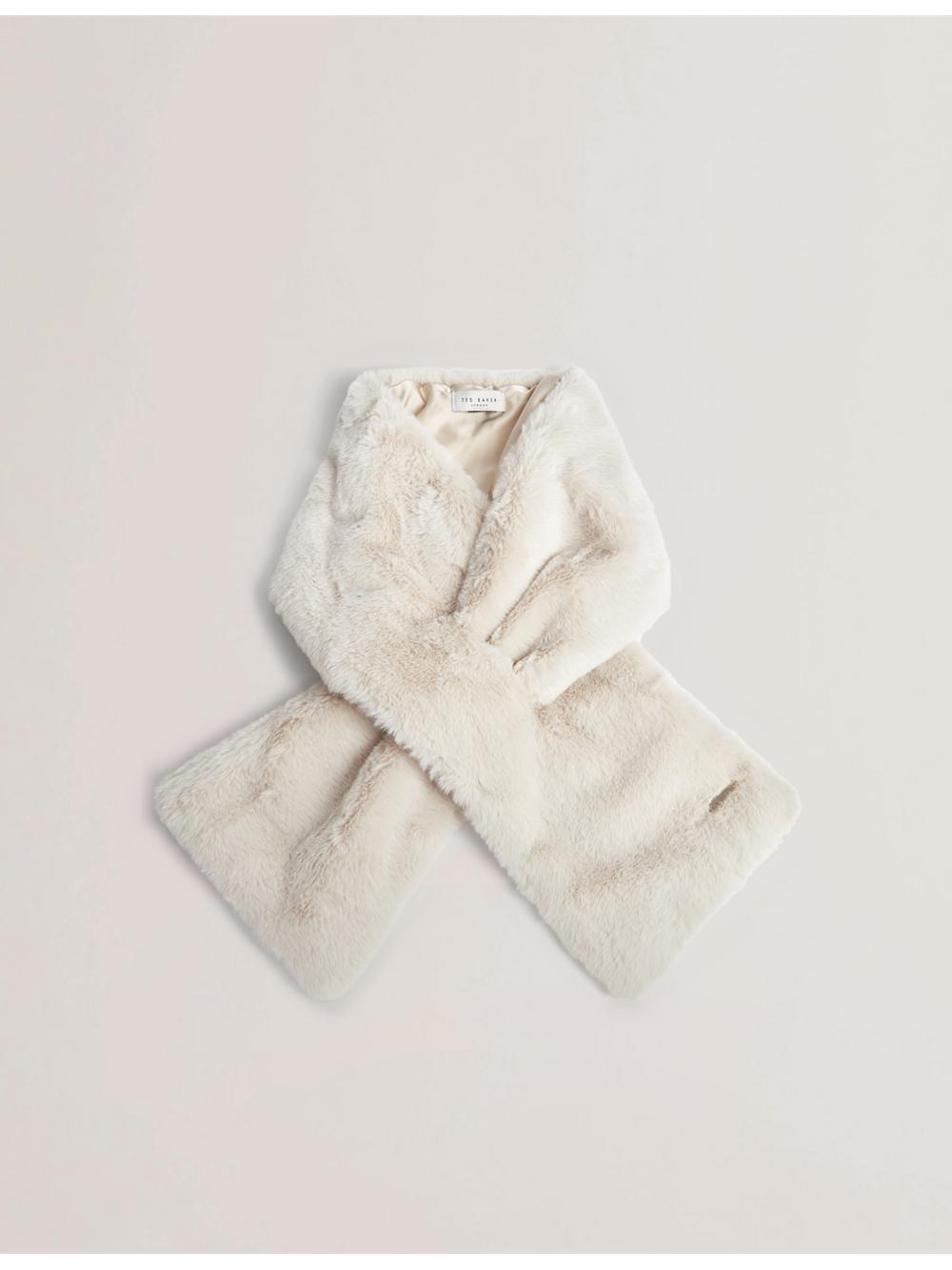 Women Ted Baker EMAAAAS - Faux Fur Loop-Through Stole Scarves White | India  ZOHK-76019