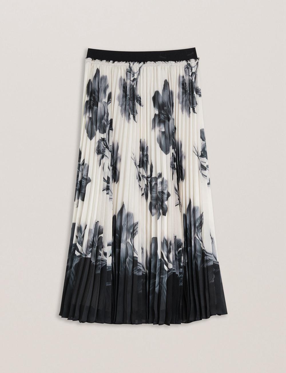 Women Ted Baker EMISTA - Monochrome Print Pleated Midi Skirts Ivory | India  XTPB-43786